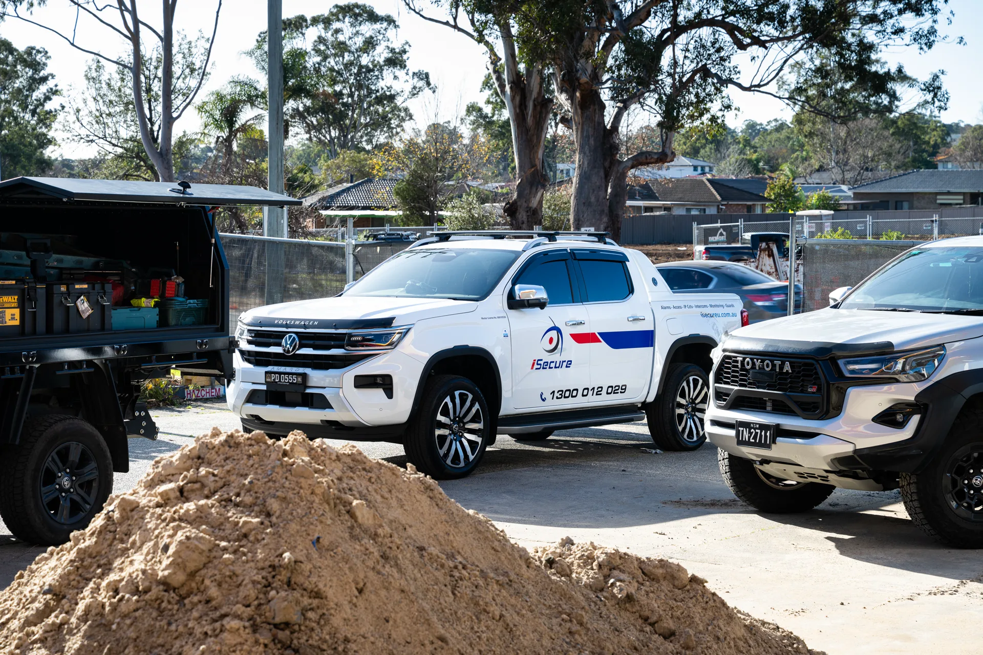 An iSecure ute on a construction site