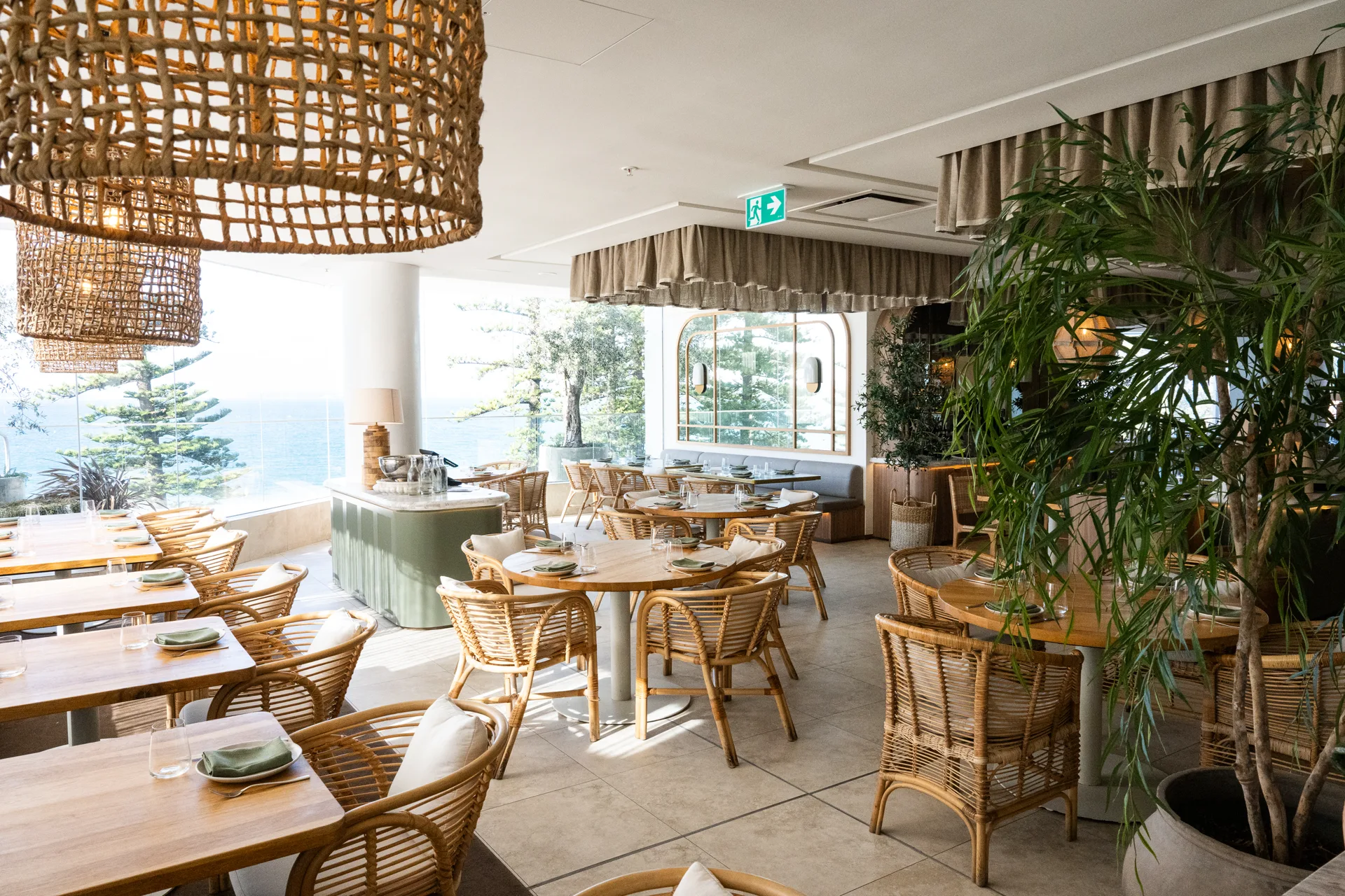 A waterfront restaurant dining room protected by iSecure cameras