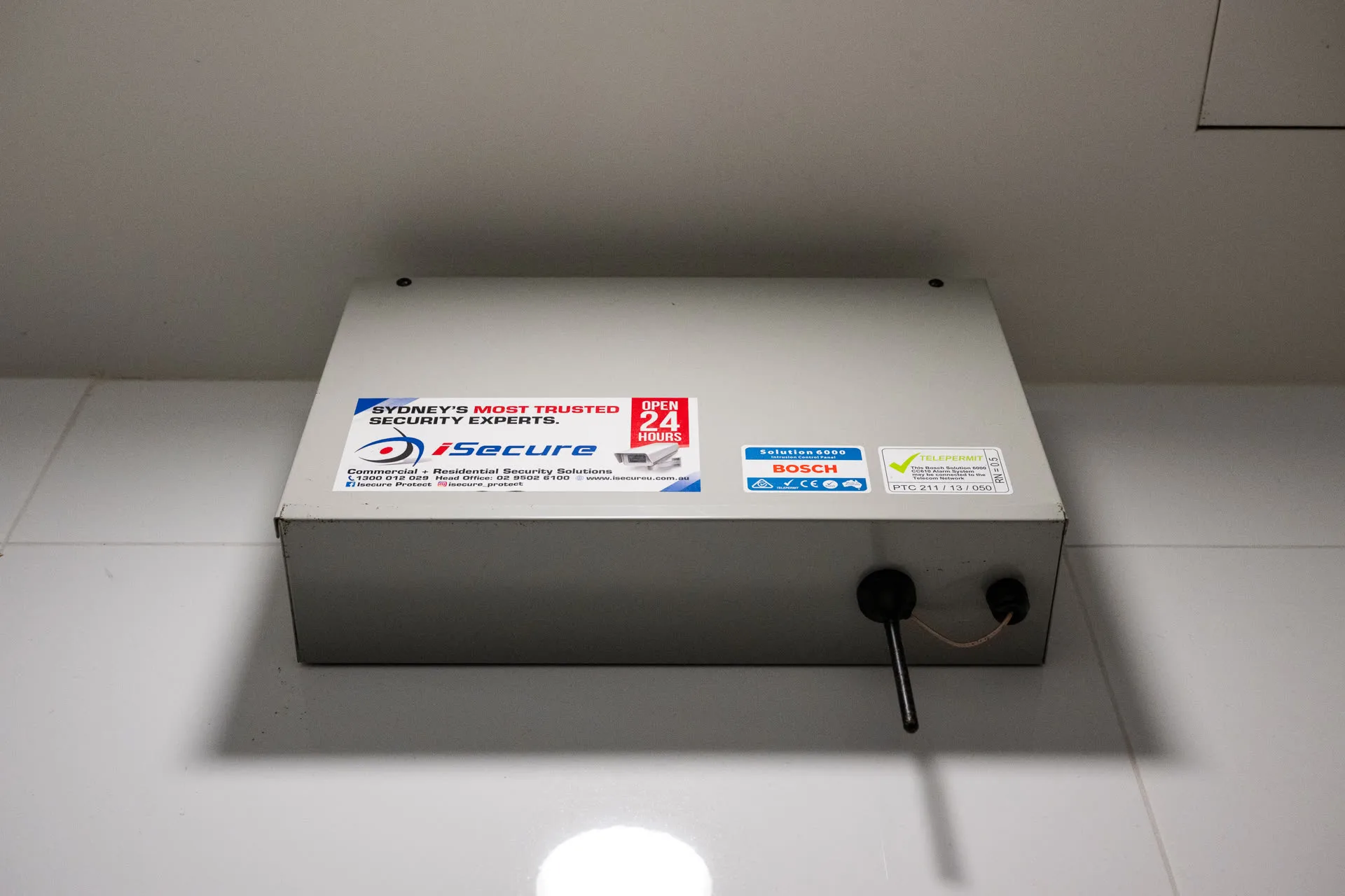 A monitored alarm control panel installed by iSecure
